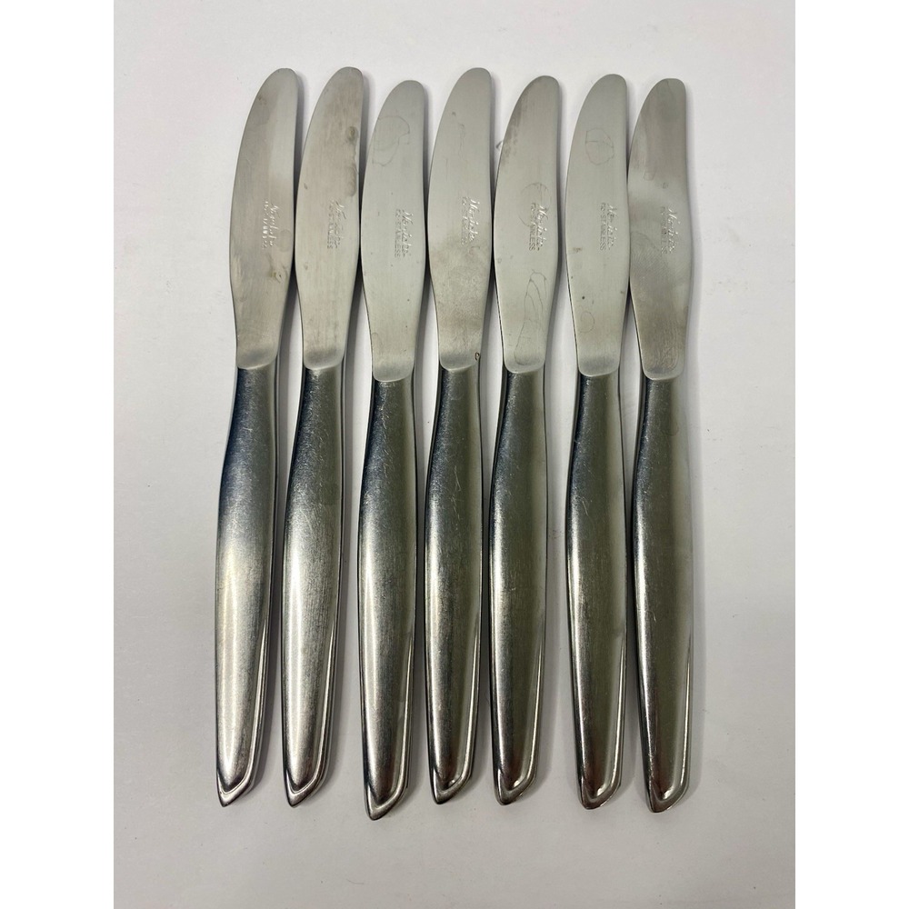 Noritake Fantasy Flat Handle Butter Spread Stainless Lot Of 7 6 7/8"